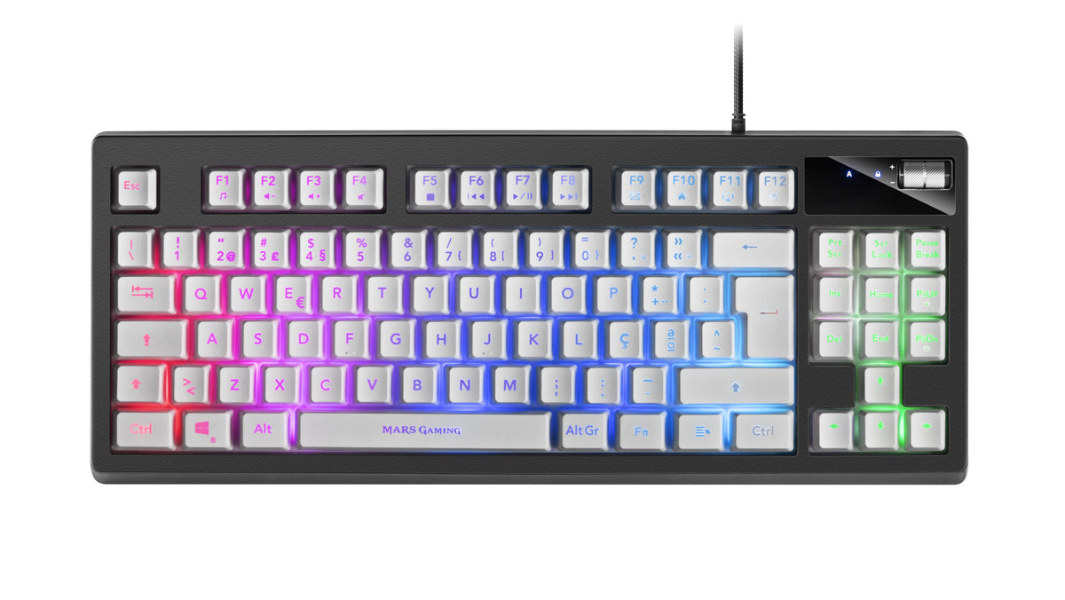 TECLADO MARS GAMING MKAX FULL RGB H-MECHANICAL TKL, GEL PALMREST - BLANCO PORTUGUÉS