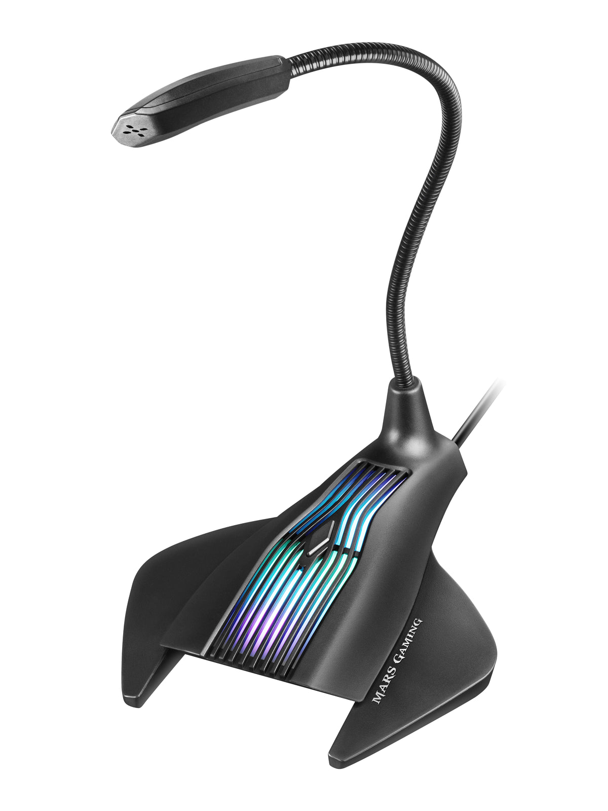 Micrófono MARS GAMING MMIC RGB PRO MICROPHONE, MUTE, FLEX, USB, WIN/MAC/PS4, NEGRO