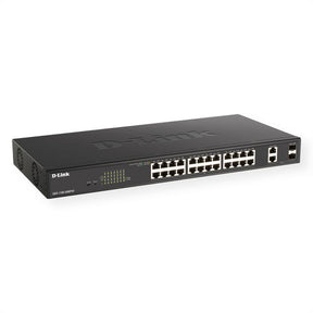 D-Link DGS 1100-26MPV2 - Switch - Smart - 24 x 10/100/1000 (PoE) + 2 x Gigabit SFP combo - desktop, rail mountable - PoE (370W)