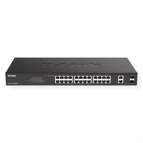 D-Link DGS 1100-26MPV2 - Switch - Smart - 24 x 10/100/1000 (PoE) + 2 x Gigabit SFP combo - desktop, rail mountable - PoE (370W)