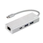 Concentrador USB HAMA-3.1-Tipo-C-Hub 1:3 \"Alu\" + LAN - 135757