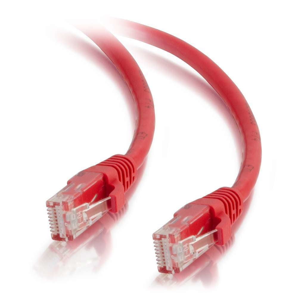 Cable de conexión de red C2G Cat5e con arranque sin blindaje (UTP) - Cable de conexión - RJ-45 (M) a RJ-45 (M) - 1,5 m - PTNB - CAT 5e - moldeado, sin nudos, trenzado - rojo