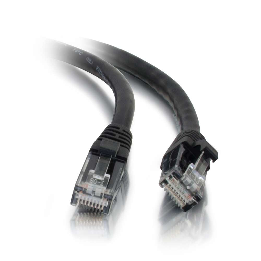 C2G Cat5e Booted Unshielded (UTP) Network Patch Cable - Cabo patch - RJ-45 (M) para RJ-45 (M) - 10 m - PTNB - CAT 5e - moldado, sem nós, entrançado - preto