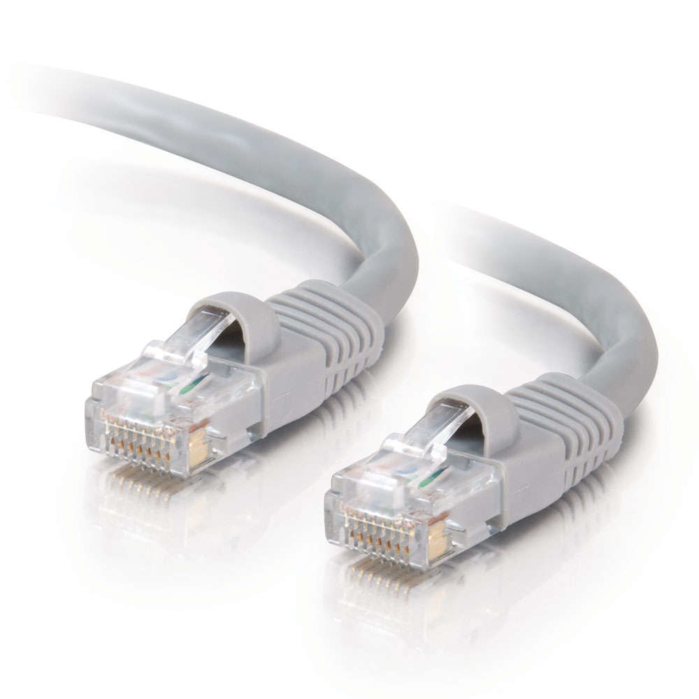 C2G Cat5e Booted Unshielded (UTP) Network Patch Cable - Cabo patch - RJ-45 (M) para RJ-45 (M) - 15 m - PTNB - CAT 5e - moldado, sem nós, entrançado - cinza