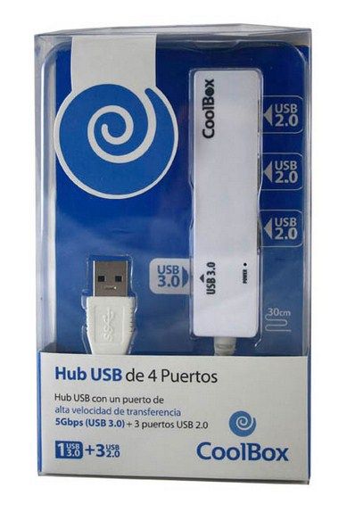 Concentrador USB CoolBox de 4 puertos (1 USB 3.0/3 USB 2.0)