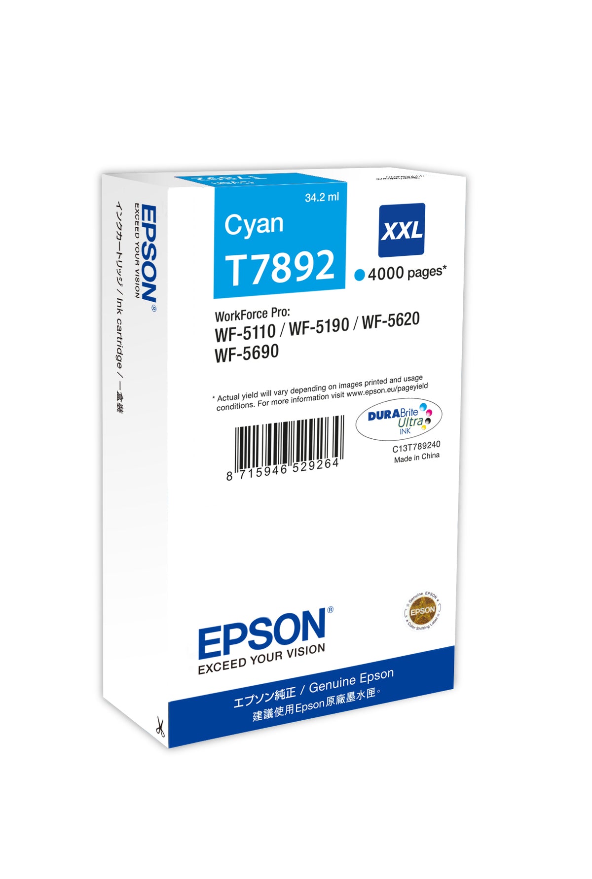 EPSON TINTEIRO AZUL XXL 4000p WF-5620DWF/5110DW/5690DWF/5190DW