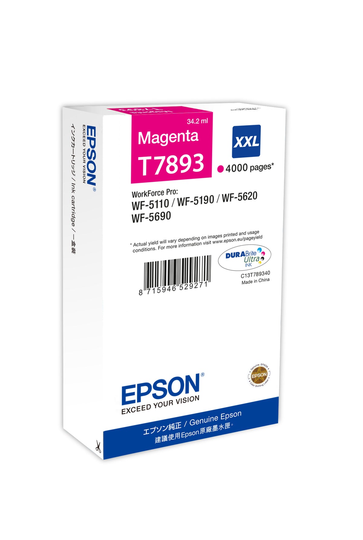 EPSON TINTEIRO MAGENTA XXL 4000p WF-5620DWF/5110DW/5690DWF/5190DW