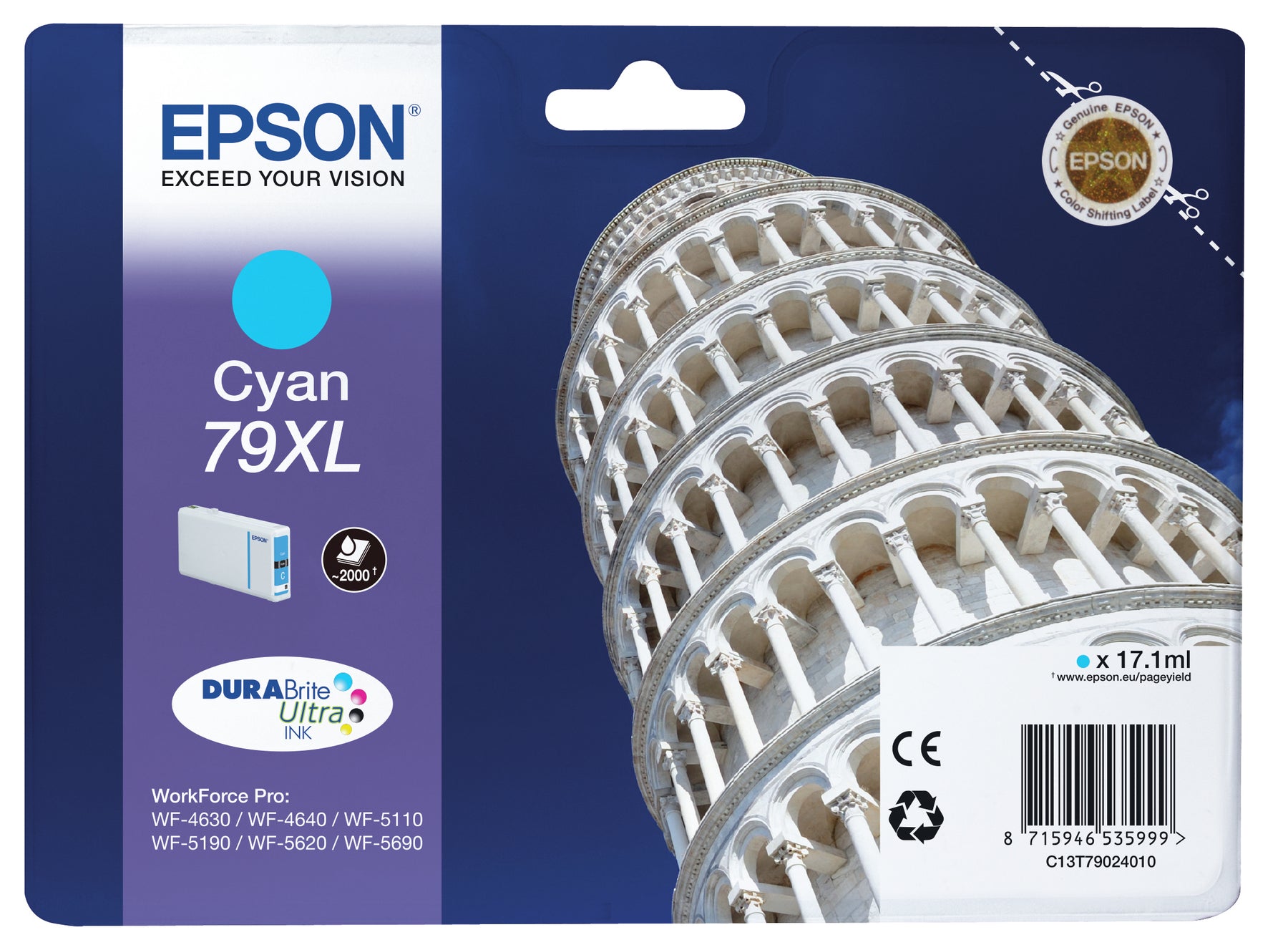 CARTUCHO DE TINTA EPSON AZUL XL 2000p WF-5620DWF/4630DWF/4640DTWF/5110DW/5690DWF/5190DW