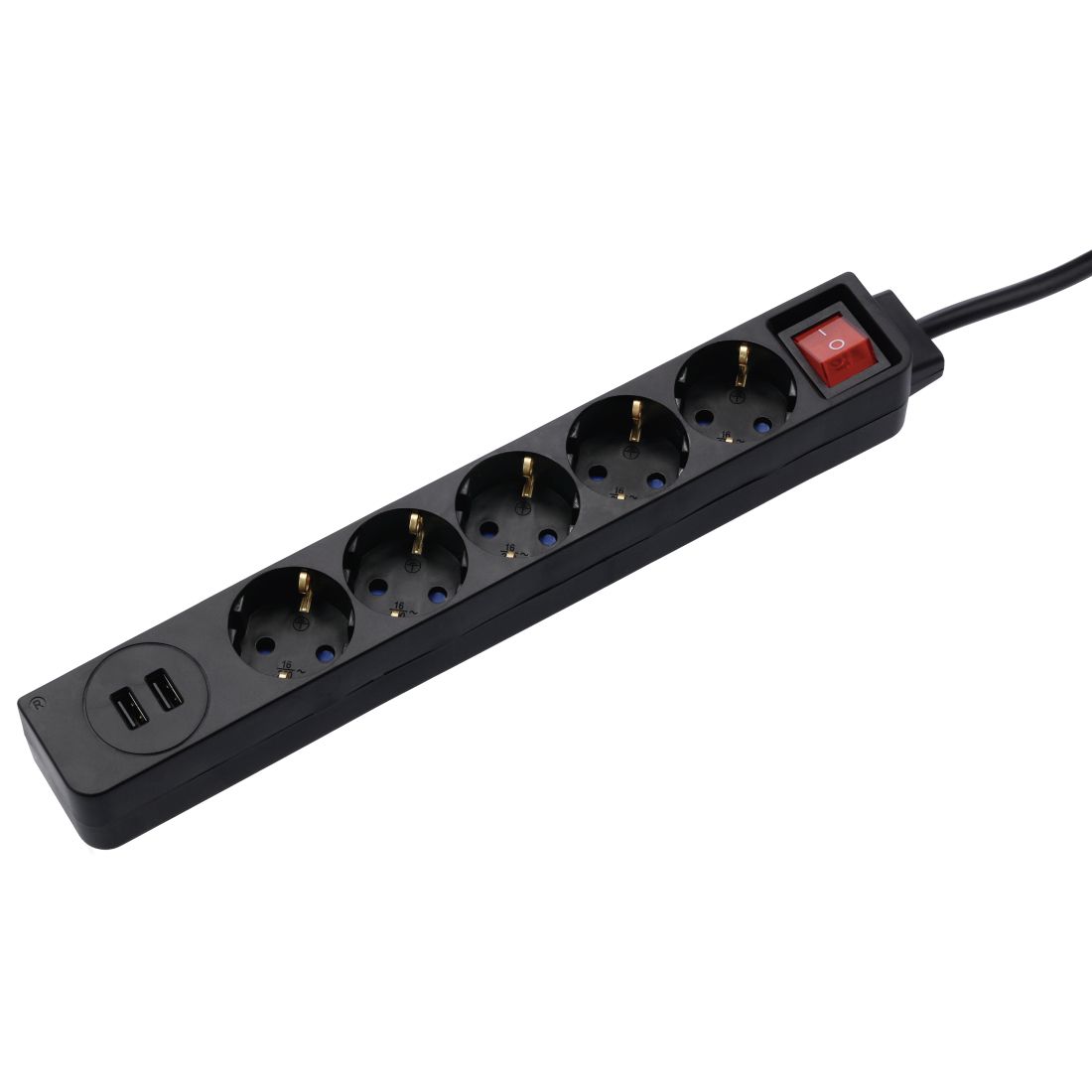 Extension cord HAMA 5 sockets USB 3.4A black - 137351