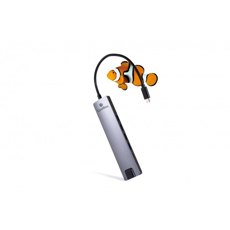 USB HUB 9 Ports CoolBox USB-C with 3 USB type A/2 USB type C/1 HDMI/ 1 RJ45/1 SD/1 mSD