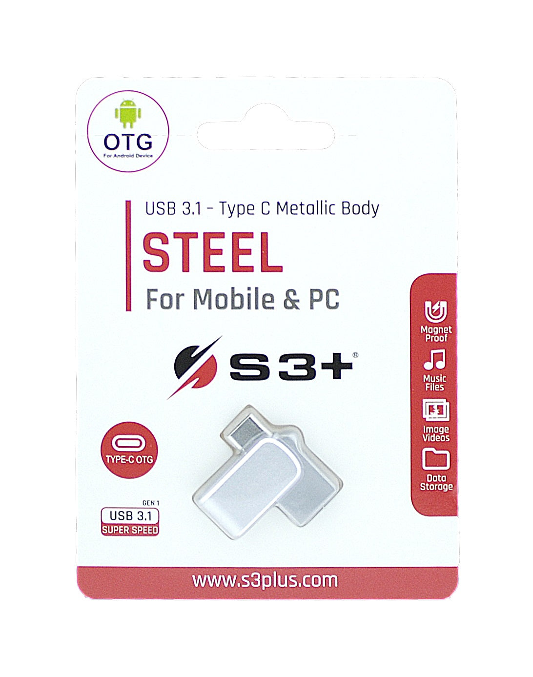 USB Memory S3+ 3.1 OTG 128GB STEEL Silver