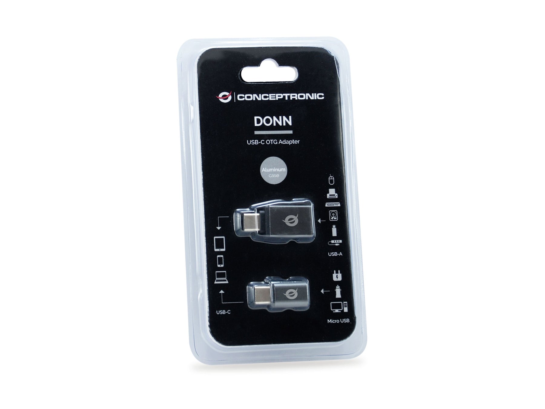 CONCEPTRONIC DONN04G Paquete de 2 adaptadores USB-C OTG, USB-C a A y USB-C a Micro USB