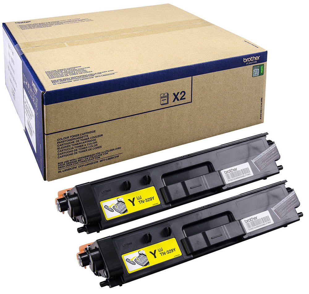 Brother TN329Y - Paquete de 2 - Amarillo - Genuino - Cartucho de tóner - para Brother DCP-L8450CDW, HL-L8350CDW, HL-L8350CDWT, MFC-L8850CDW