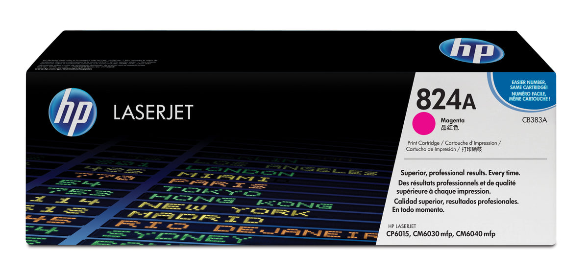 HP 824A - Magenta - Genuino - LaserJet - Cartucho de tóner (CB383A) - para Color LaserJet CM6030, CM6040, CP6015