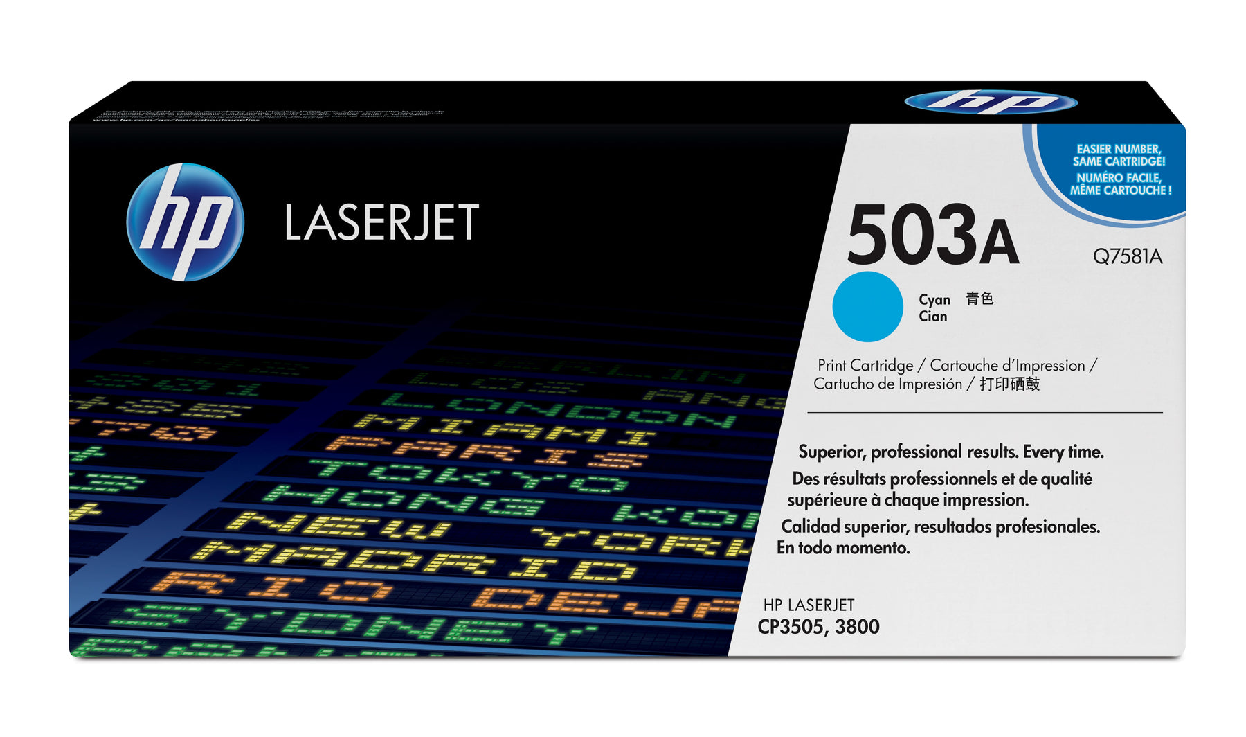 HP 503A - Cyan Blue - Genuine - LaserJet - Toner Cartridge (Q7581A) - for Color LaserJet 3800, 3800dn, 3800dtn, 3800n, CP3505, CP3505dn, CP3505n, CP3505x