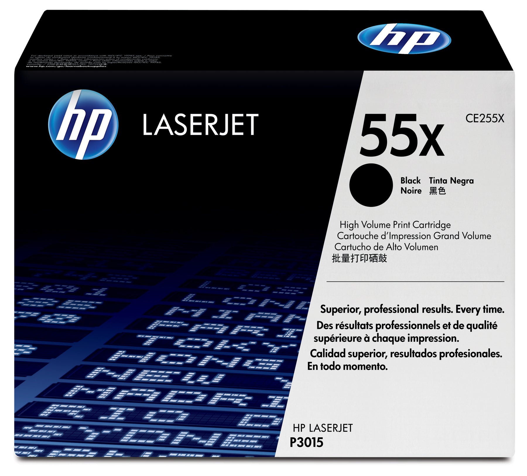 HP 55X - Alto rendimiento - Negro - Genuino - LaserJet - Cartucho de tóner (CE255X) - para LaserJet Enterprise MFP M525, P3015, LaserJet Enterprise Flow MFP M525