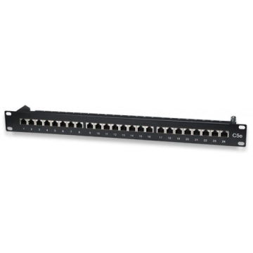 WP RACK 19\" Patch Panel Cat.5e STP 24 puertos RJ45 1U, Negro