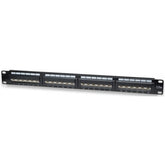 WP RACK 19\" Patch Panel Cat.5e UTP 24 puertos RJ45 1U con pasacables, Negro