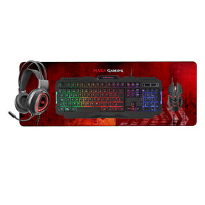 Combo MARS GAMING MCPRGB2 4 em 1 RGB, Teclado, Auscultadores, Rato, Tapete Rato XL