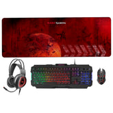 Combo MARS GAMING MCPRGB2 4 em 1 RGB, Teclado, Auscultadores, Rato, Tapete Rato XL