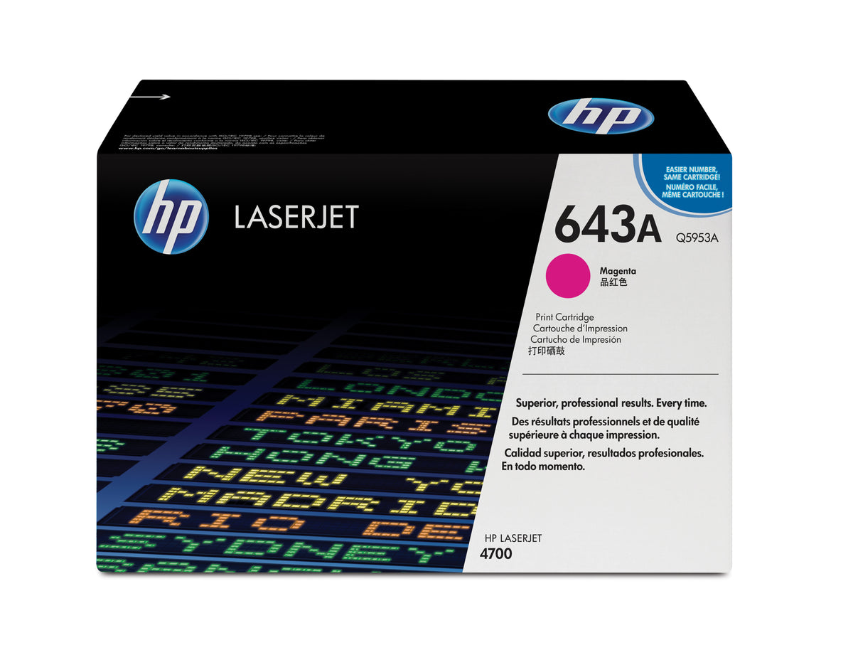 HP 643A - Magenta - Genuine - LaserJet - Toner Cartridge (Q5953A) - for Color LaserJet 4700, 4700dn, 4700dtn, 4700n, 4700ph+