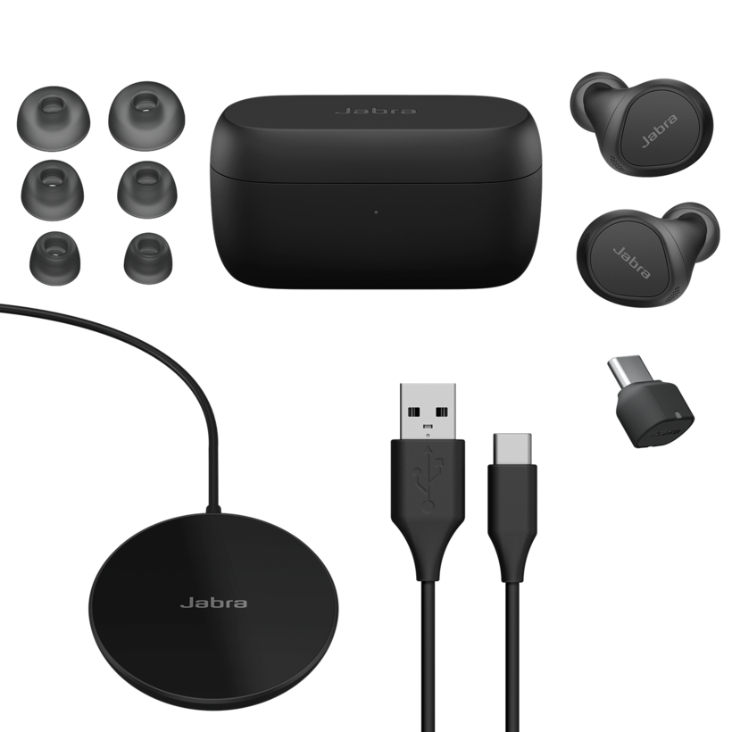 Jabra Evolve2 7 UC - Auriculares inalámbricos con micrófono - intrauditivos - bluetooth - cancelación activa de ruido - USB-C mediante adaptador Bluetooth - aislamiento de ruido - negro