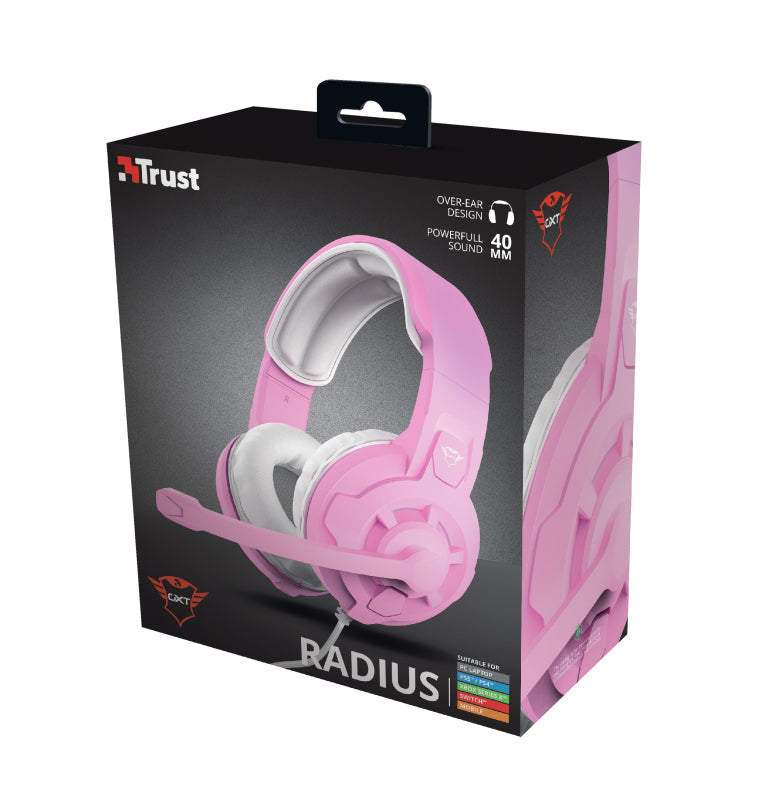 Auscultadores TRUST Gaming GXT411P Radius Pink