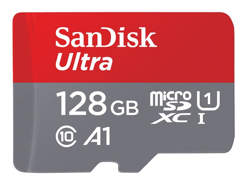 SanDisk Ultra - Flash Memory Card (microSDXC to SD Adapter Included) - 128 GB - A1 / UHS-I U1 / Class10 - microSDXC UHS-I (SDSQUA4-128G-GN6IA)