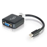 C2G 20cm Mini DisplayPort to VGA Adapter - Thunderbolt to VGA Converter M/F - Black - Adaptador VGA - Mini DisplayPort (M) para HD-15 (VGA) (F) - 20 cm - preto