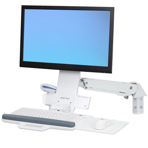 Ergotron StyleView Sit-Stand Combo - Kit de montaje (brazo oscilante, bandeja para teclado) - para pantalla LCD/equipo de PC - aluminio, plástico de alta calidad - blanco - tamaño de pantalla: hasta 24" - montable en pared