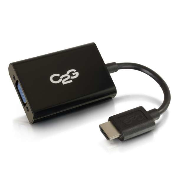 C2G HDMI to VGA and Stereo Audio Adapter Converter Dongle - Video Converter - HDMI - HDMI, VGA - Black