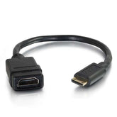 C2G Adaptador HDMI Mini a HDMI Convertidor Dongle - Adaptador HDMI - HDMI Hembra a Mini HDMI Macho - 20.3 cm - Doble Protección - Negro