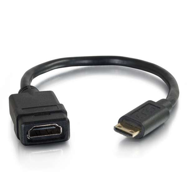 C2G HDMI Mini to HDMI Adapter Converter Dongle - HDMI Adapter - HDMI Female to Mini HDMI Male - 20.3 cm - Double Protection - Black