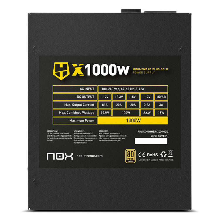 Food Source 1000W ATX NOX Hummer X 1000W Modular 80PLUS Gold