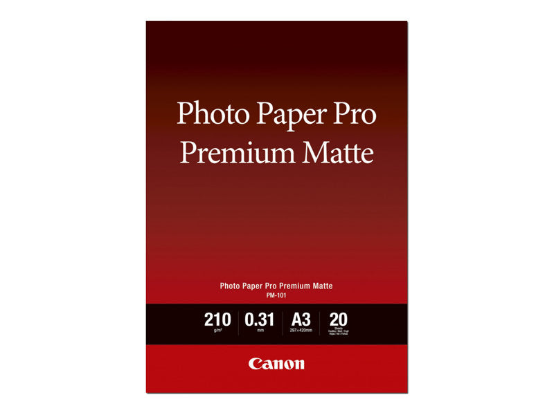 Canon Pro Premium PM-101 - Mate suave - 310 micron - Super A3/B (330 x 483 mm) - 210 g/m² - 20 folha(s) papel fotográfico - para PIXMA PRO-1, PRO-10, PRO-100 (8657B007)