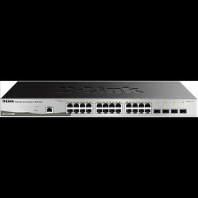 D-Link DGS 1210-28P/ME - Interruptor - Administrado - 24 x 10/100/1000 (PoE) + 4 x Gigabit SFP - montável em trilho - PoE (193 W)