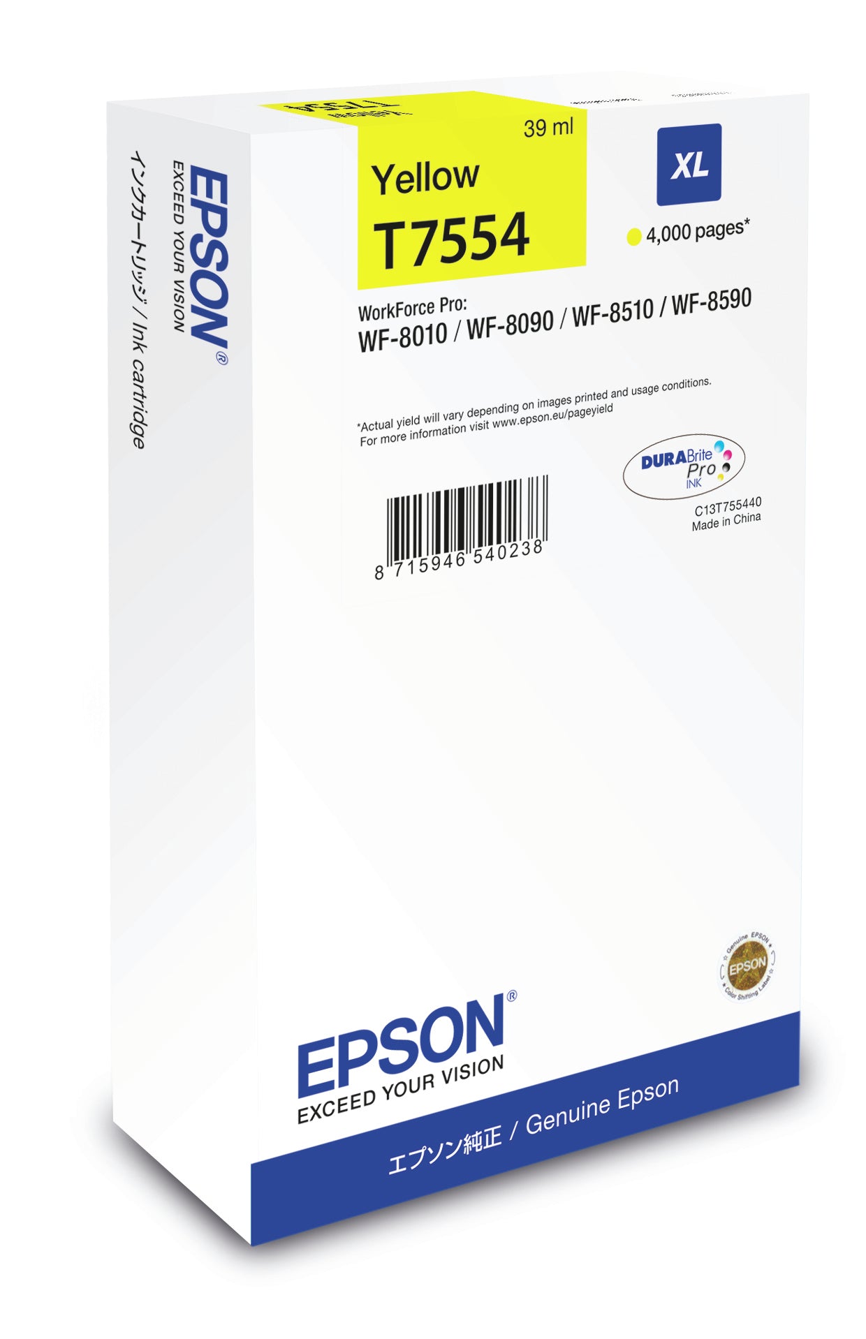 EPSON TINTEIRO AMARELO XL T7554 WF-8590/8090/8010/8510