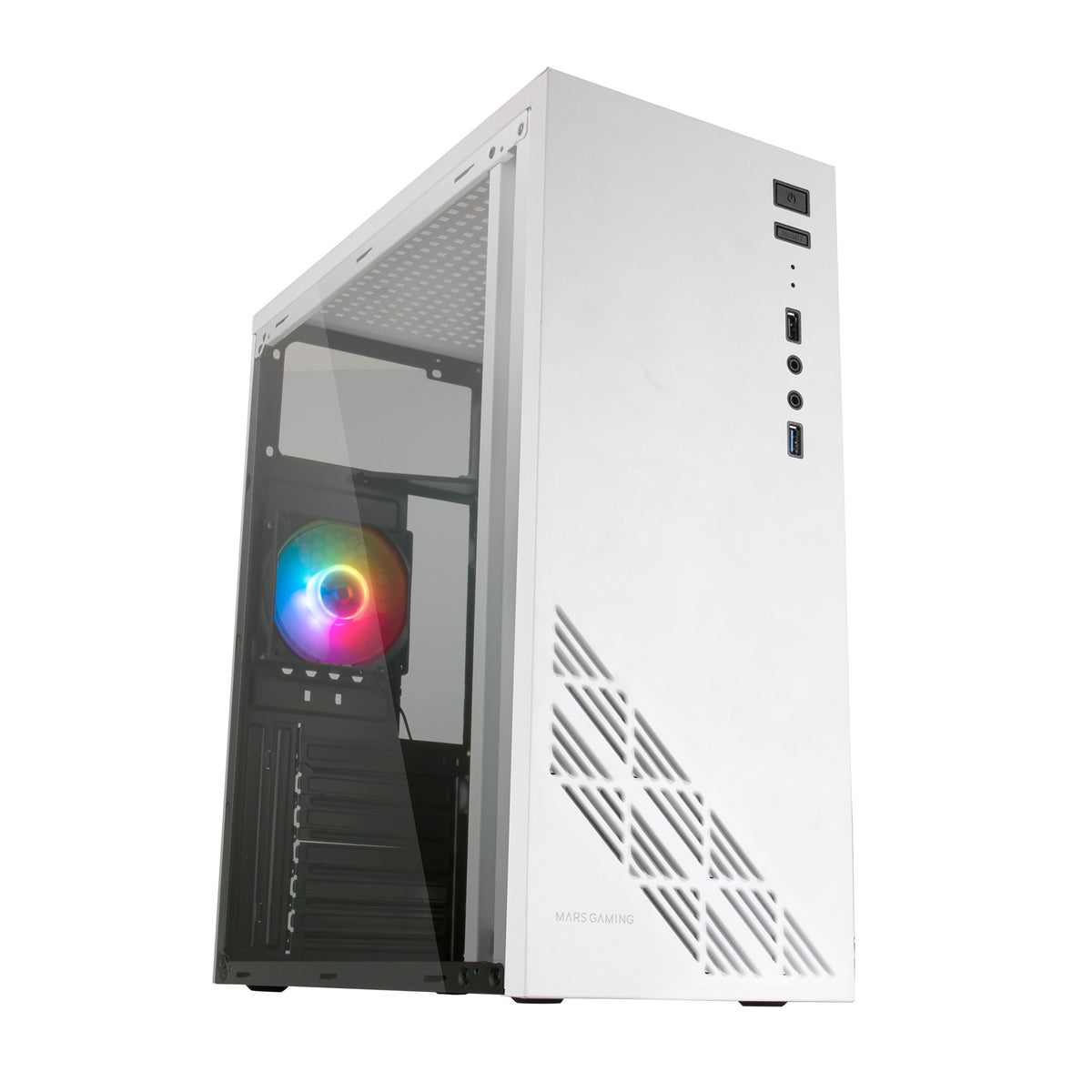 MARS GAMING MC100W ATX CASE, 1X FRGB FAN, WINDOW, FULL METAL, USB 3.0, WHITE