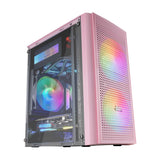 CAJA MICRO-ATX MARS GAMING MC300, 3 VENTILADORES FRGB DE 120 MM, VENTANA, MALLA FRONTAL, ROSA