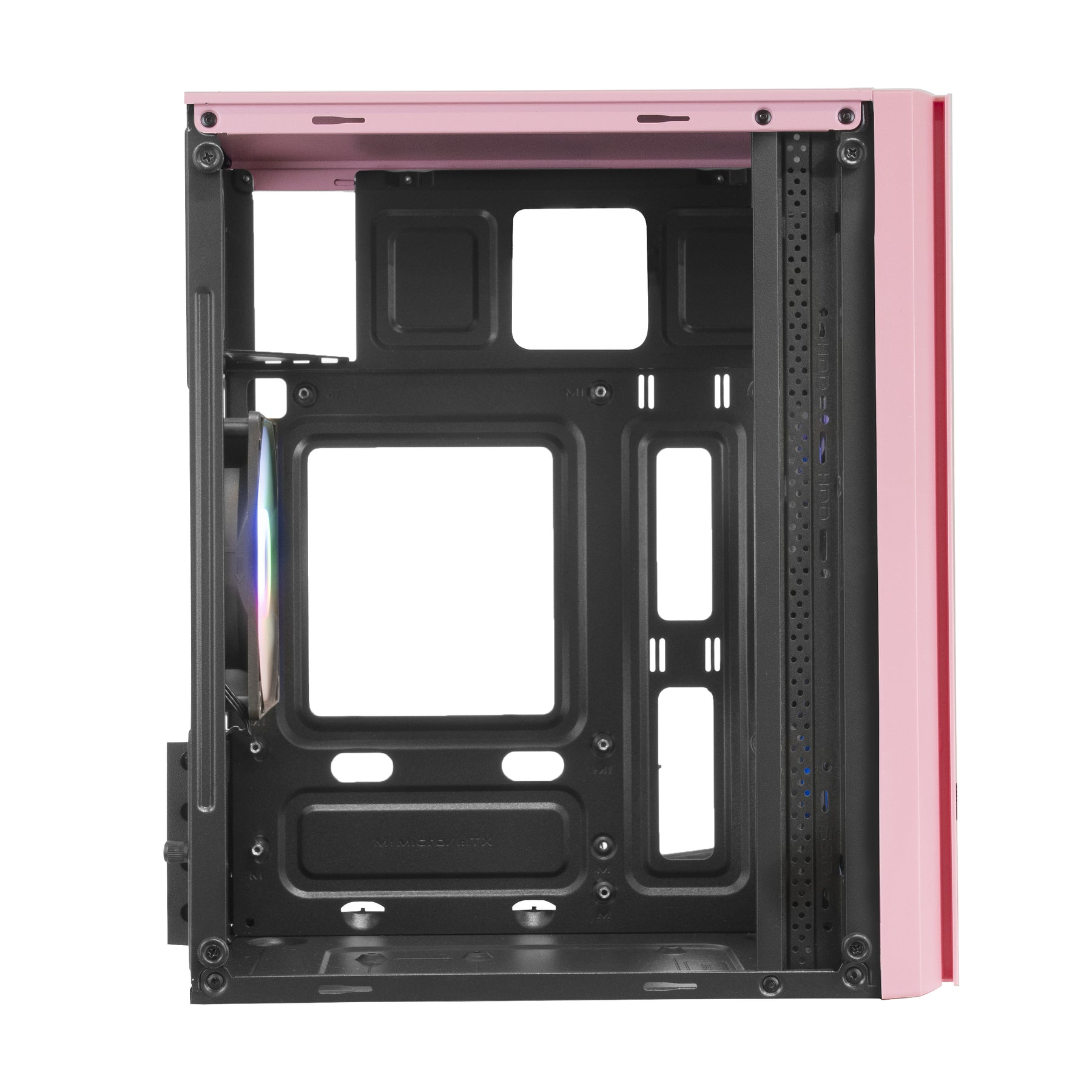 CAJA MICRO-ATX MARS GAMING MC300, 3 VENTILADORES FRGB DE 120 MM, VENTANA, MALLA FRONTAL, ROSA