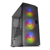 CAJA MARS GAMING MC320 ATX, 3 VENTILADORES FRGB DE 120 MM, VENTANA, MALLA FRONTAL, NEGRO