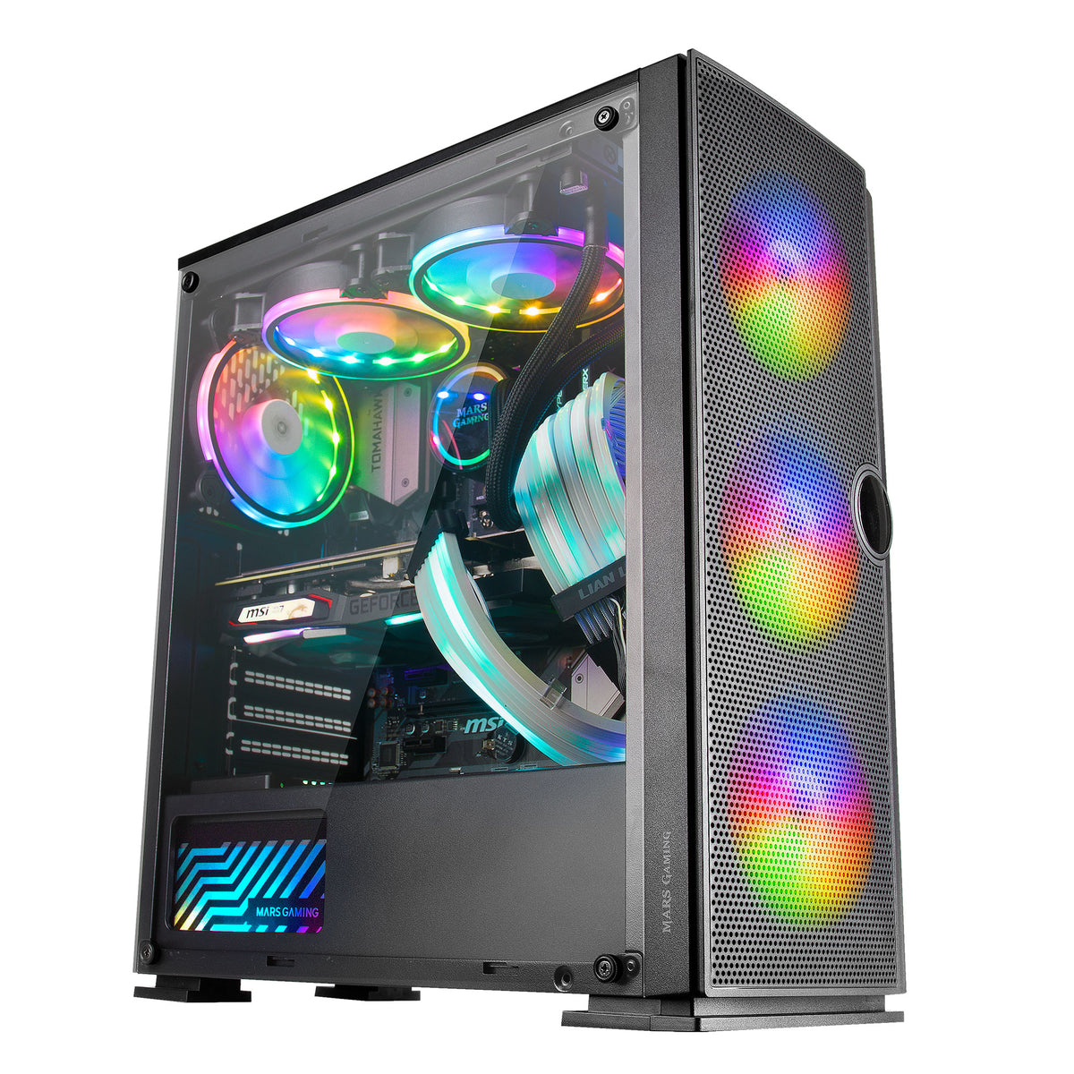 MARS GAMING MC320 ATX CASE, 3X 120MM FRGB FAN, WINDOW, FRONT MESH, BLACK