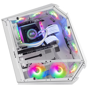 CARCASA MARSGAMING MC51 PREMIUM ATX, 5X 12CM ARGB, REMOTO RF, VIDRIO, BLANCO