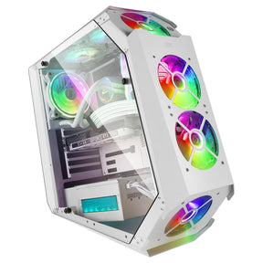 CARCASA MARSGAMING MC51 PREMIUM ATX, 5X 12CM ARGB, REMOTO RF, VIDRIO, BLANCO