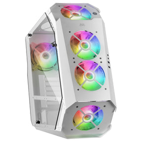 CARCASA MARSGAMING MC51 PREMIUM ATX, 5X 12CM ARGB, REMOTO RF, VIDRIO, BLANCO