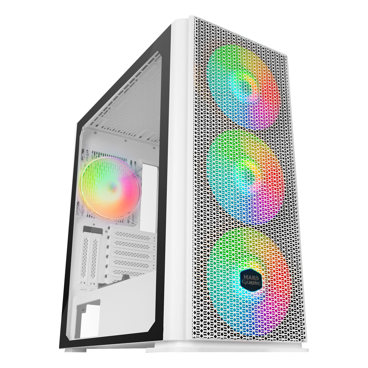 MARSGAMING MCPRO PREMIUM XXL E-ATX CASE, 4X 14CM ARGB, GLASS, V VGA, MESH, WHITE