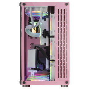 MARS GAMING MCVP XXL ATX CASE, FRONT &amp; SIDE TEMPERED GLASS, WATERCOOLING, PINK