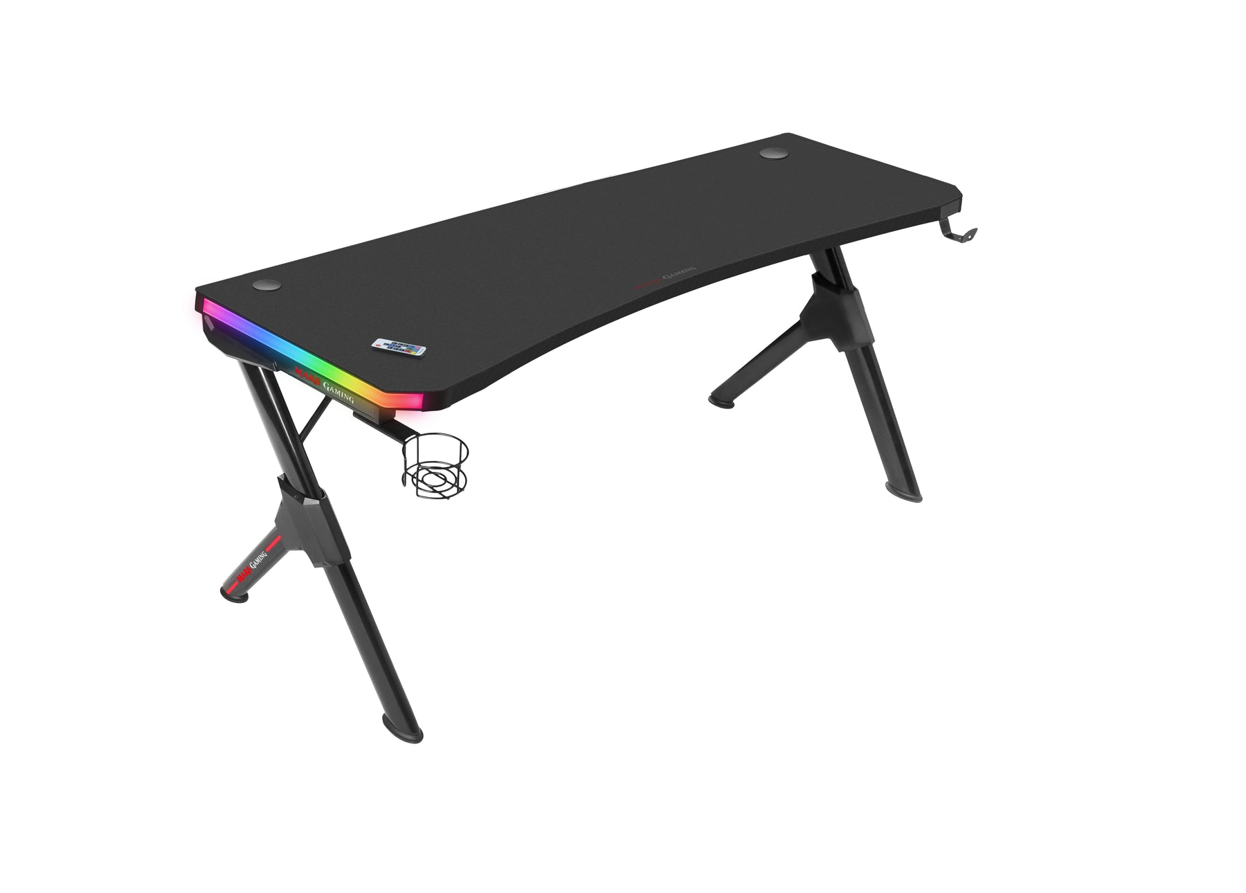 MARS GAMING MGD140 RGB GAMING DESK, 140CM, RGB CHROMA, MOUSEPAD, HOLDERS, BLACK