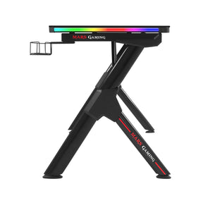 MARS GAMING MGD140 RGB GAMING DESK, 140CM, RGB CHROMA, MOUSEPAD, HOLDERS, BLACK