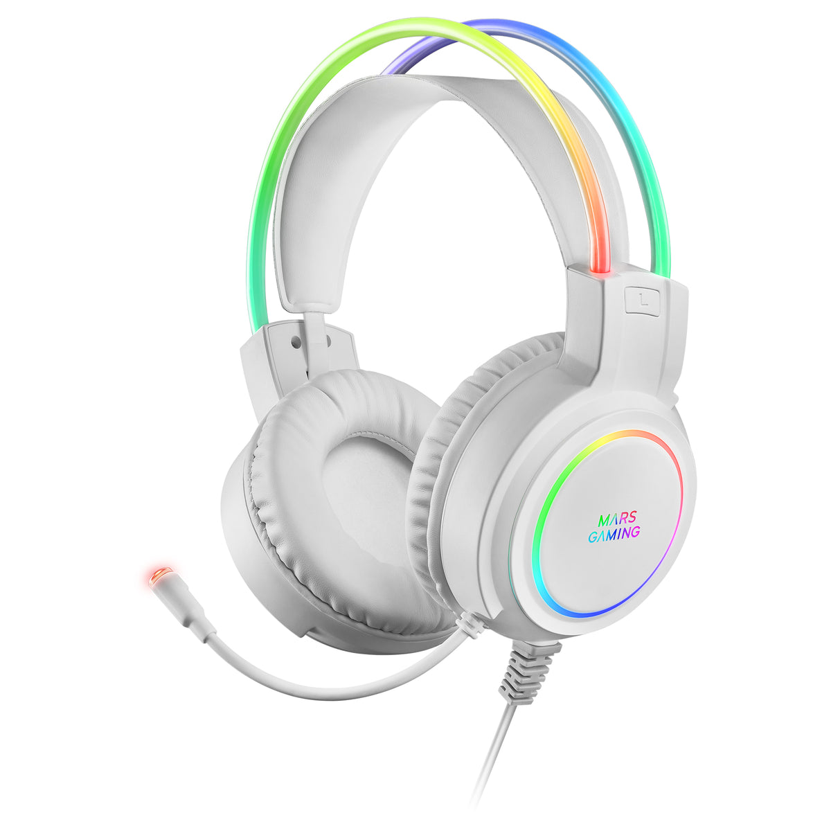 HEADPHONES+MIC MARS GAMING MHRGB CHROMA 360, ULTRA-LIGHT, PC/PS4/PS5/XBOX, WHITE